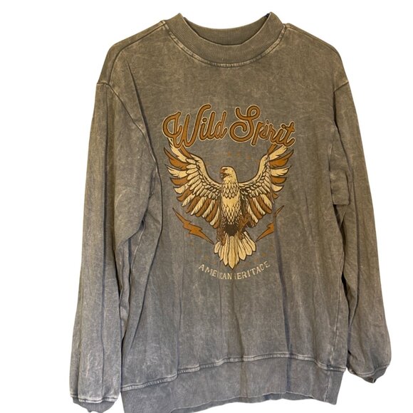 Hrt & Luv Wild Spirit Sweatshirt M Distressed Design American Heritage - Picture 1 of 12